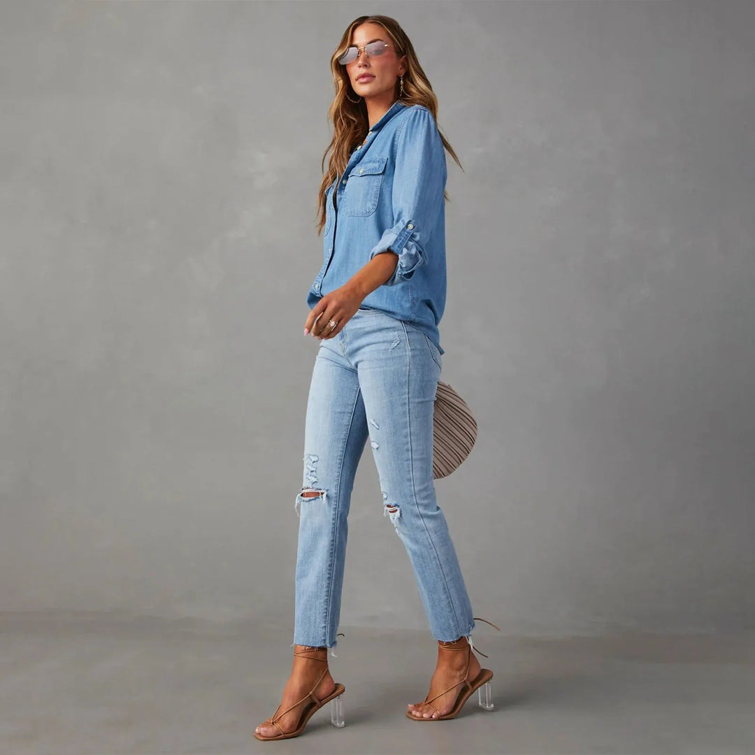 Maybelle Chambray Button-Up Shirt