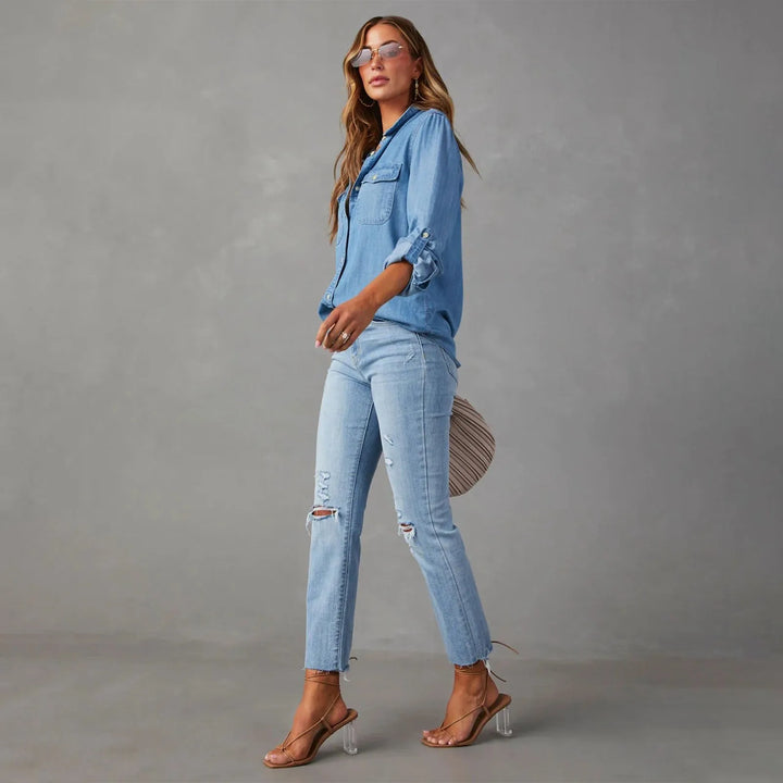 Maybelle Chambray Button-Up Shirt