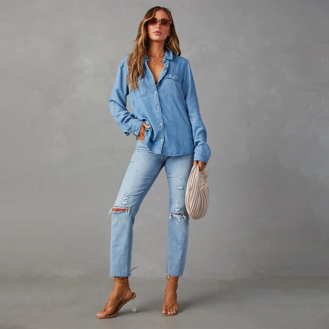 Maybelle Chambray Button-Up Shirt